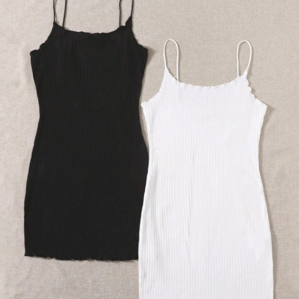 (2) Lettuce Trim Rib-Knit Dresses LARGE (8/10)